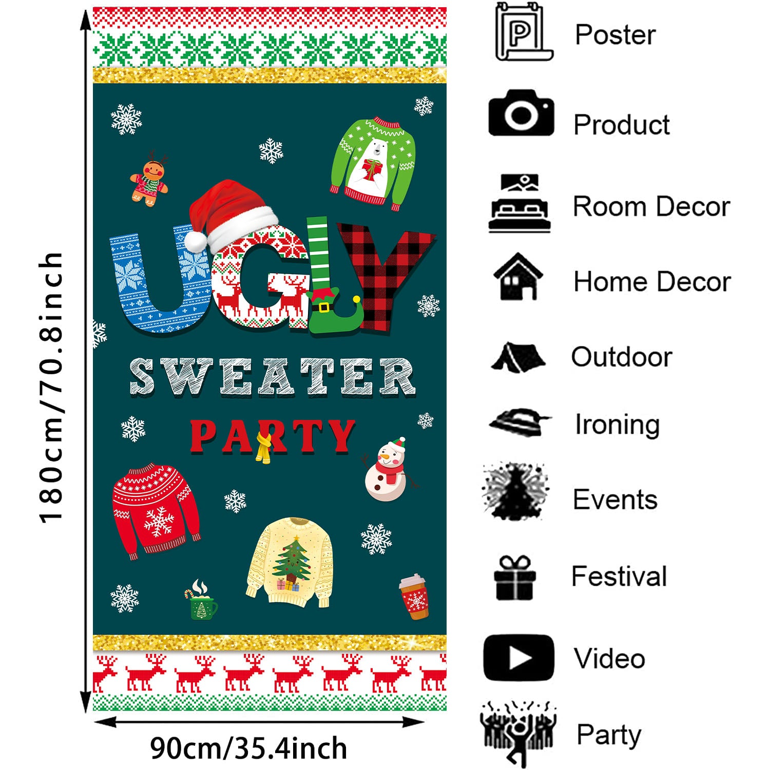 Ugly Sweater Door Cover Party Decorations