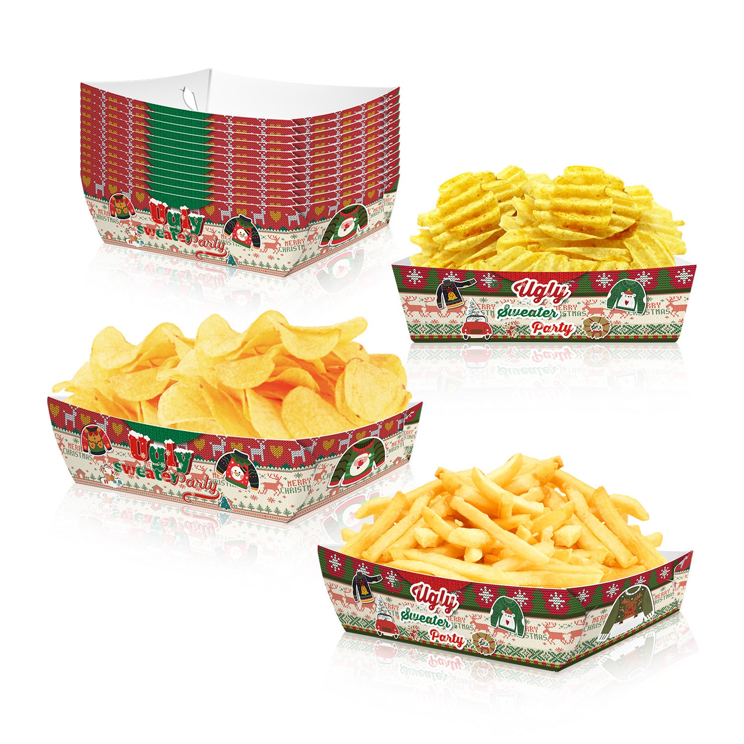 12pcs Ugly Sweater Food Tray