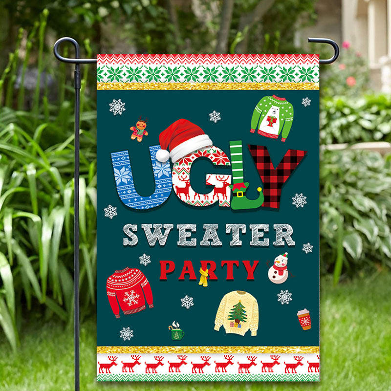 Ugly Sweater Garden Flag Party Decorations