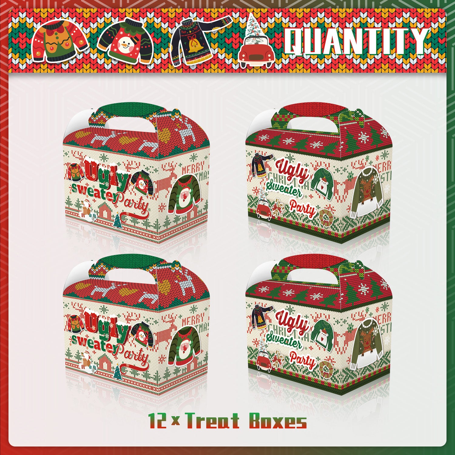 12pcs Ugly Sweater Candy Boxes with Handles