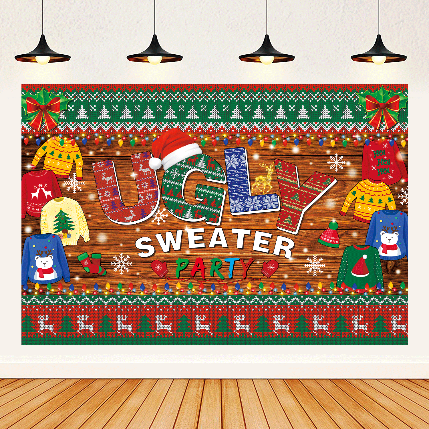 Ugly Sweater Party Backdrop Banner