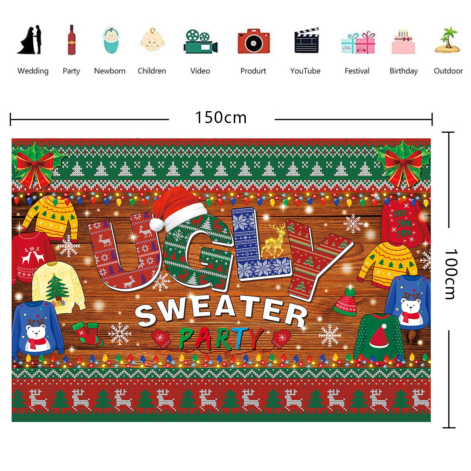 Ugly Sweater Party Backdrop Banner