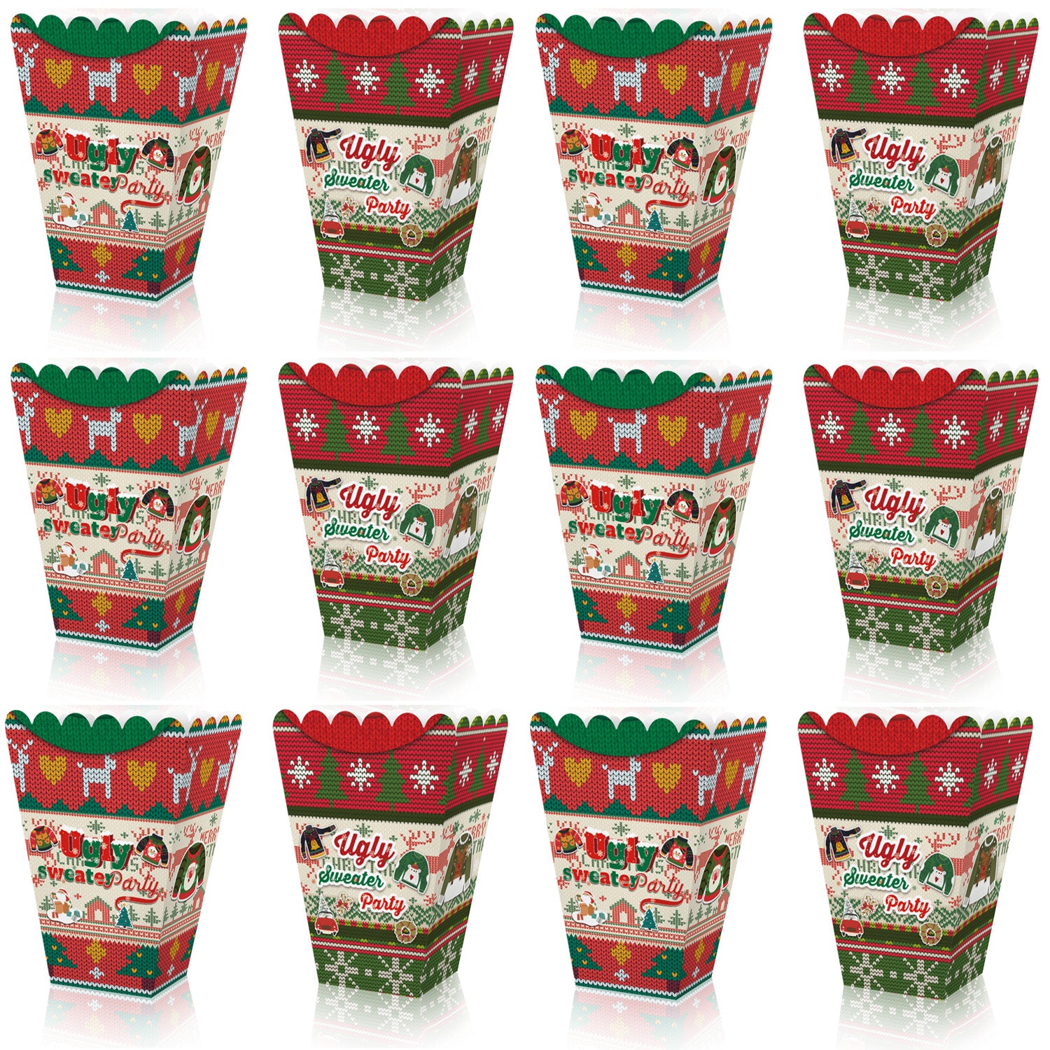 12pcs Ugly Sweater Popcorn Box