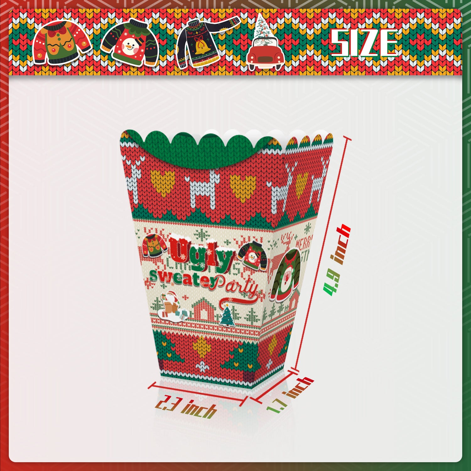 12pcs Ugly Sweater Popcorn Box