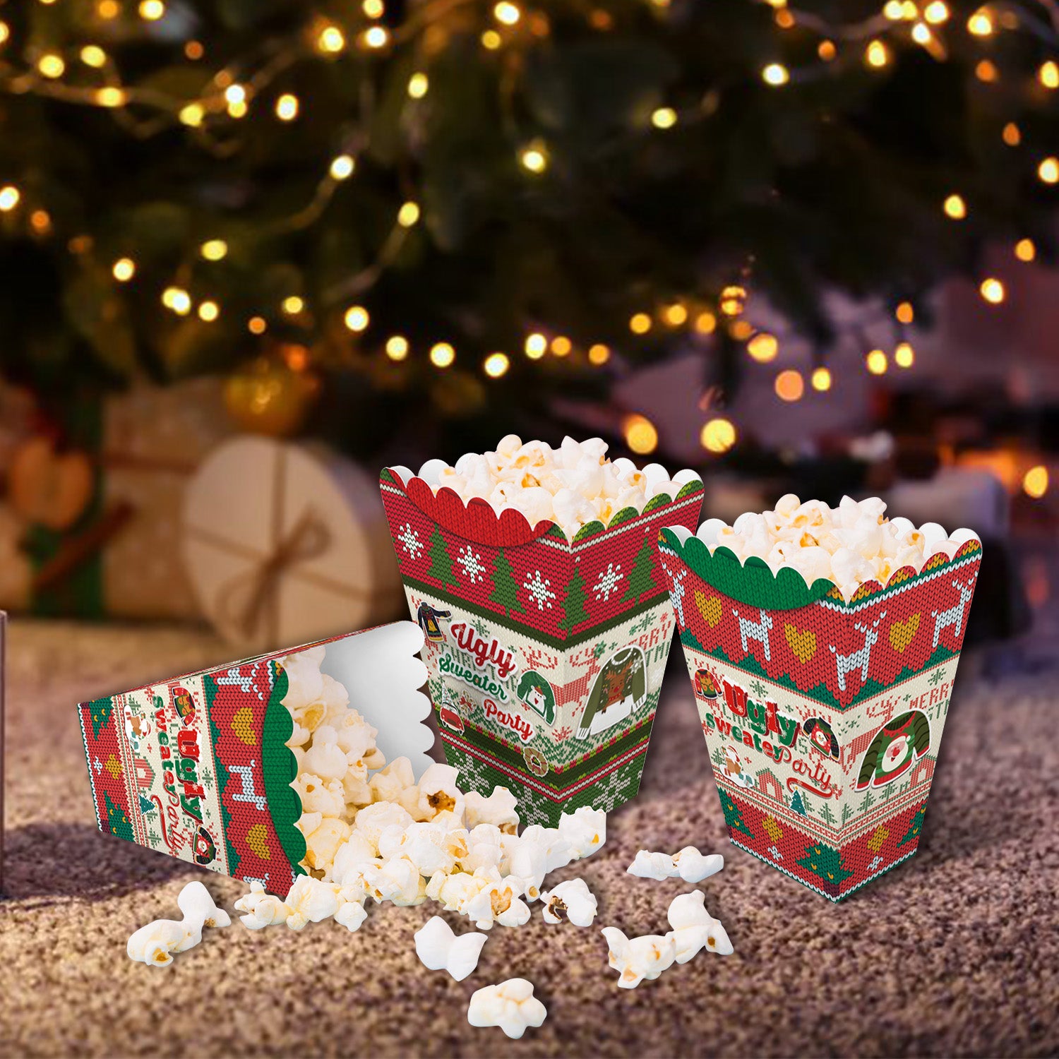 12pcs Ugly Sweater Popcorn Box