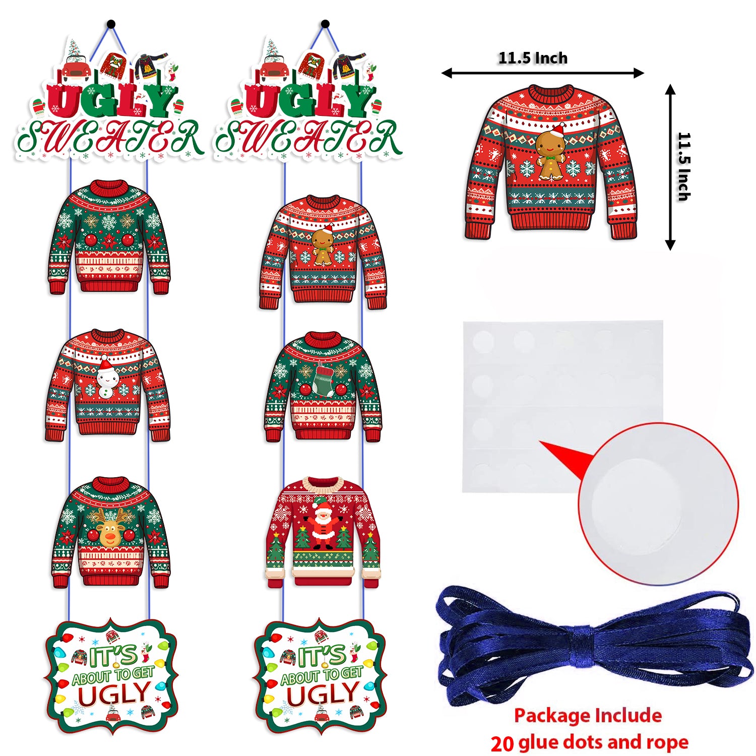 Ugly Sweater Door Porch Hanging Signs Decorations