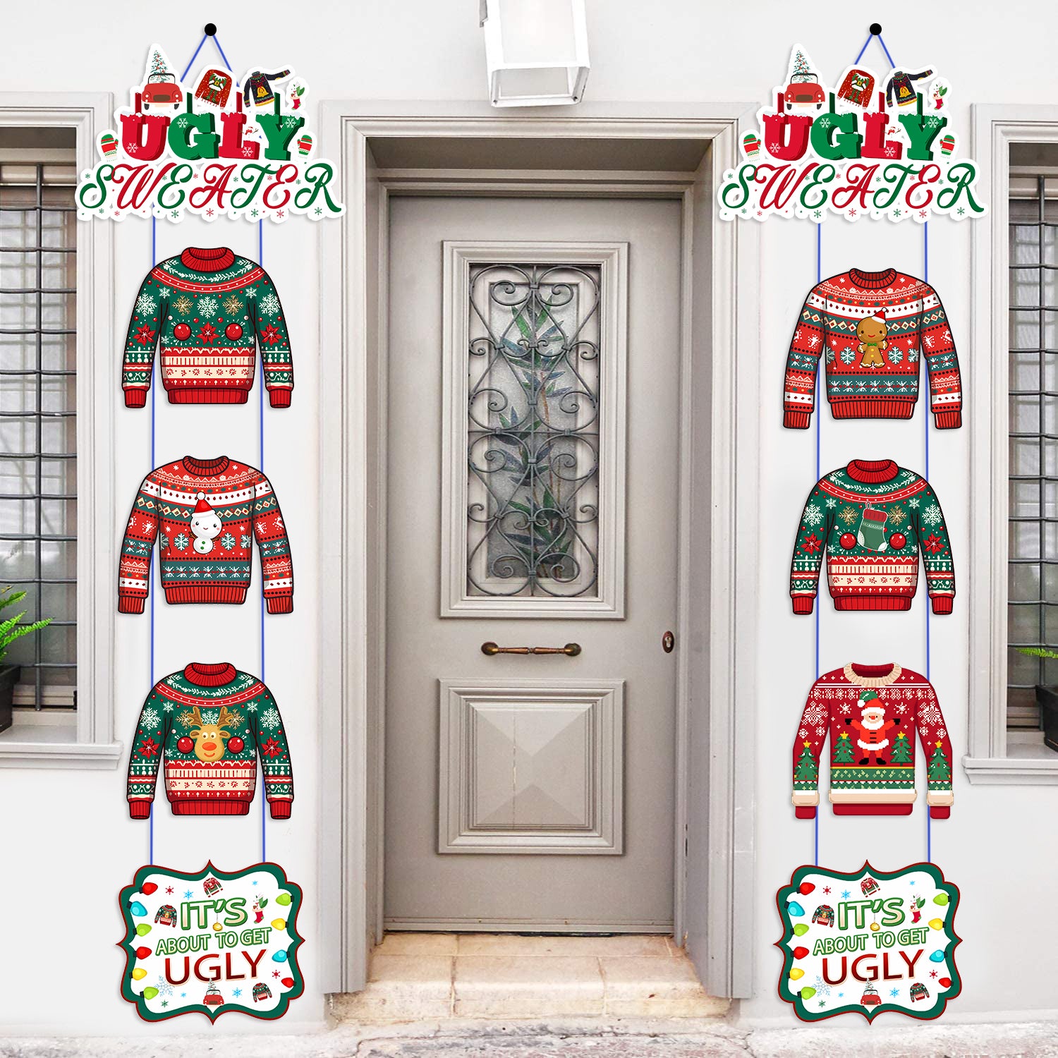 Ugly Sweater Door Porch Hanging Signs Decorations