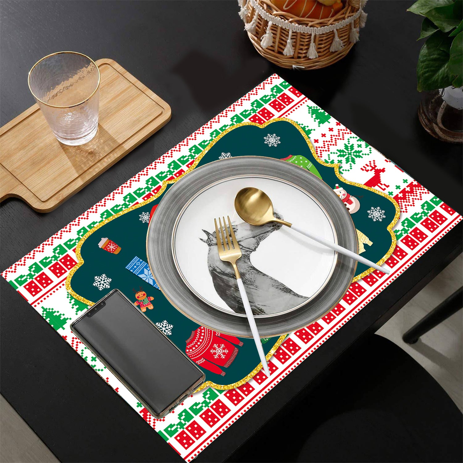 Ugly Sweater Table Runner with 4 Placemats