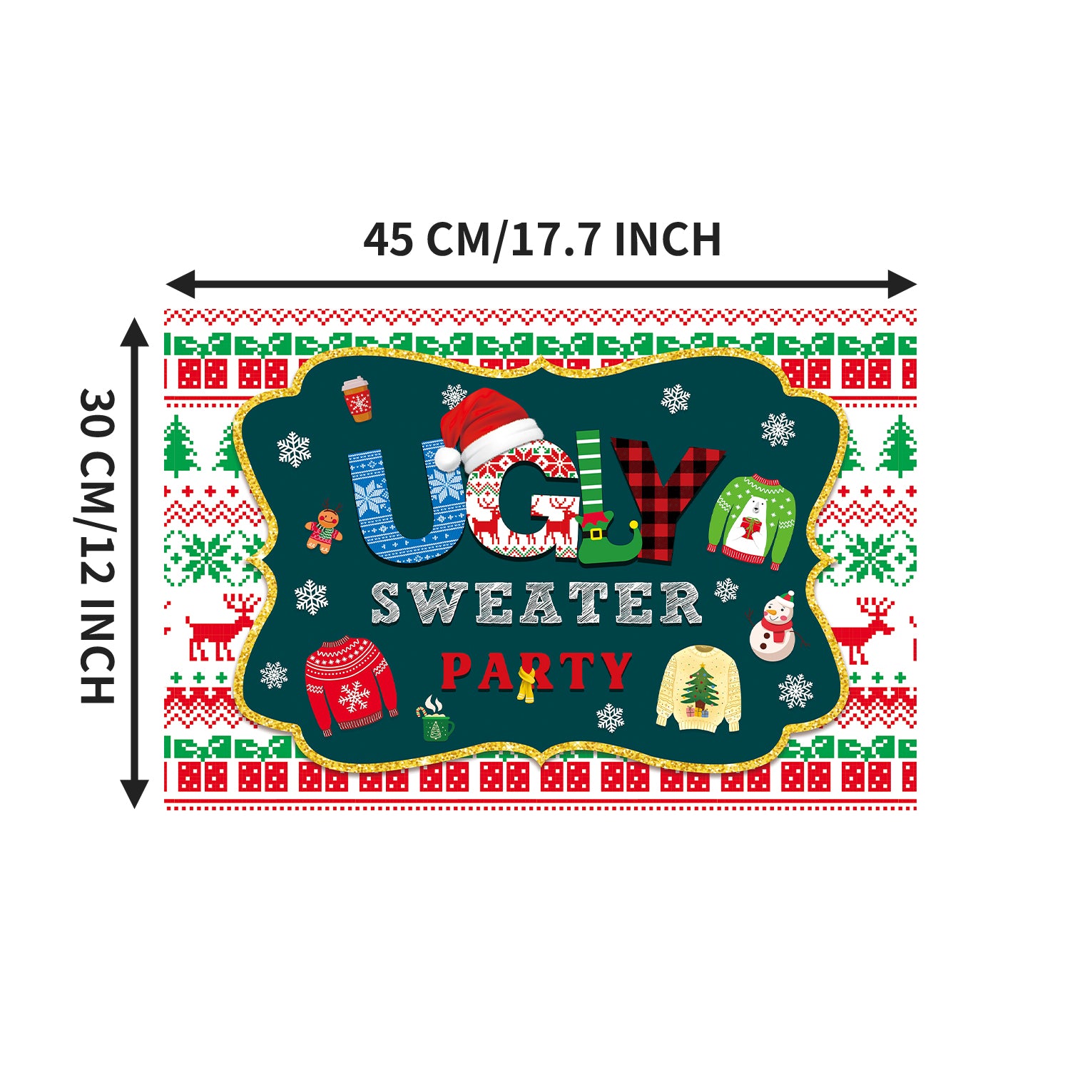 Ugly Sweater Table Runner with 4 Placemats