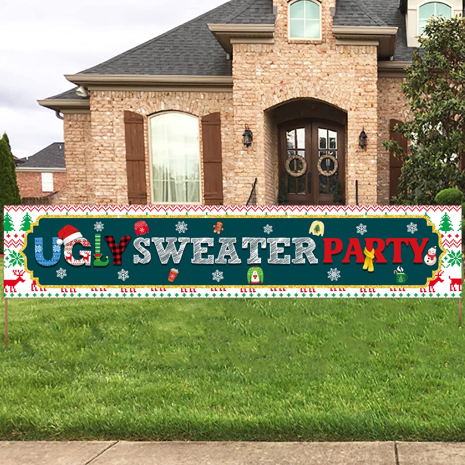 Ugly Christmas Sweater Yard Banner, 9.8x1.6 ft