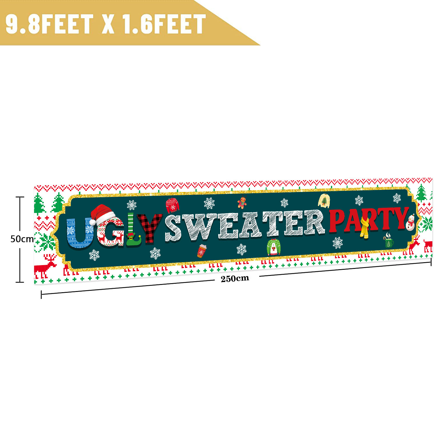 Ugly Christmas Sweater Yard Banner, 9.8x1.6 ft