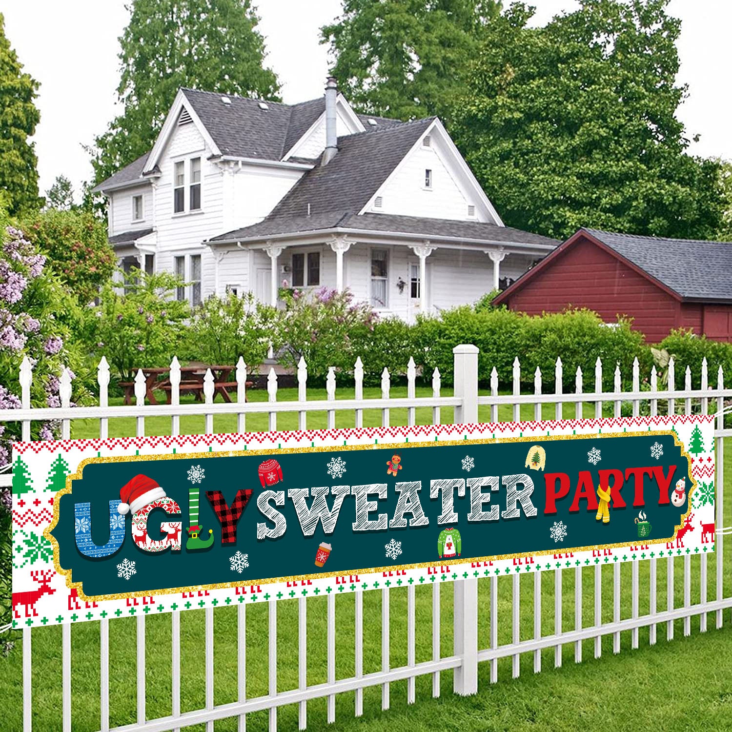 Ugly Christmas Sweater Yard Banner, 9.8x1.6 ft