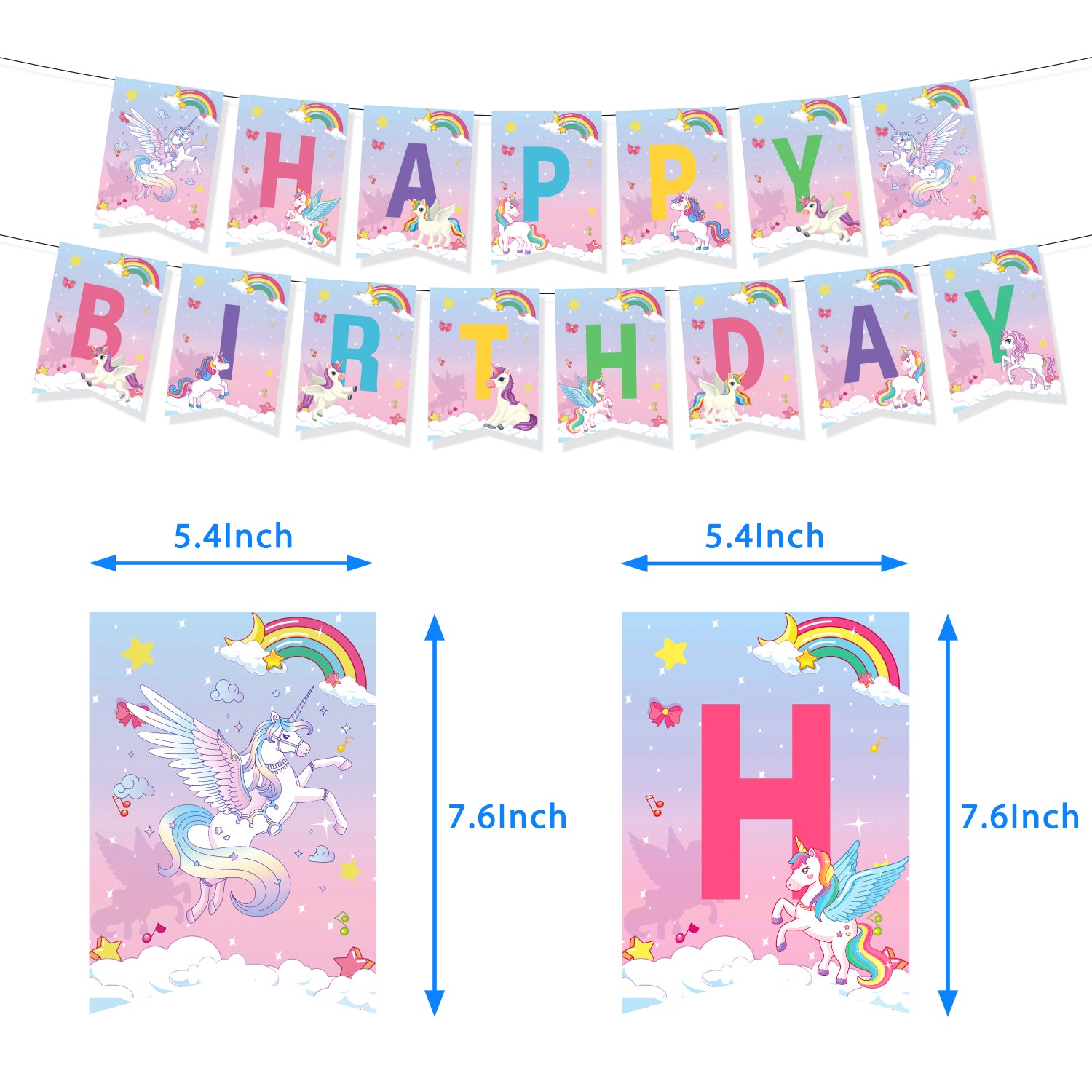 Rainbow and Unicorn Party Decoration Set A